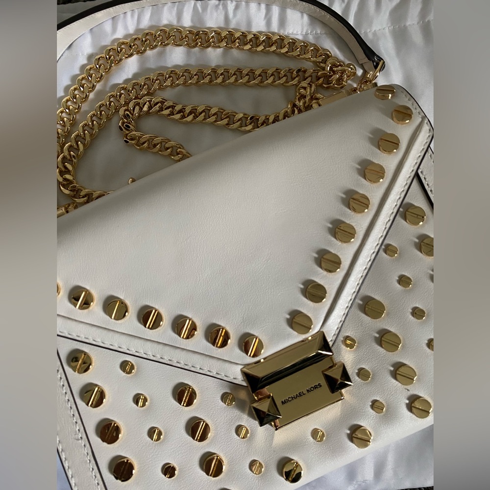 NEW Whitney Large Studded Leather Convertible Shoulder Bag